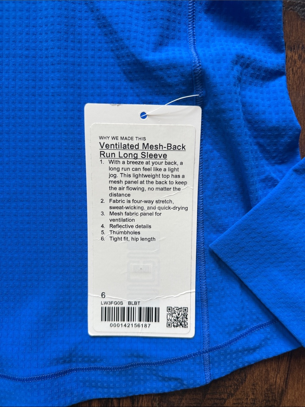 NWT!  Lululemon Ventilated Mesh-Back Run Long Sleeve, size 6 - Picture 4 of 10